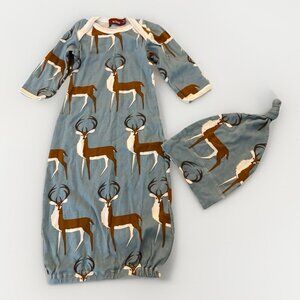 Milkbarn Baby Gown + Hat Set Deer organic cotton 0-3 months Baby Boy Girl